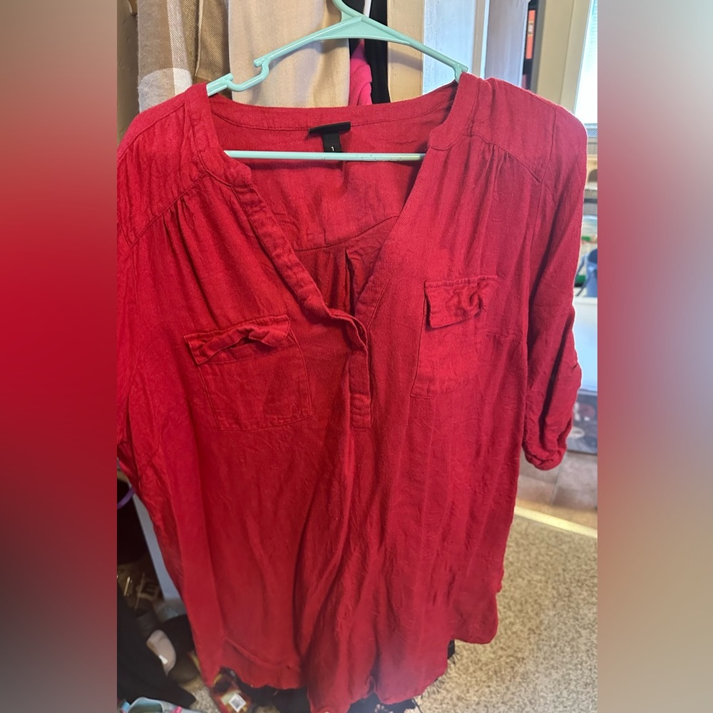 Red half sleeve blouse